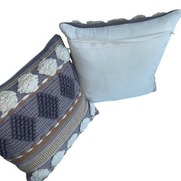 Anthropologie plum cream mixed medium throw accent pillows PAIR 2 - Picture 3 of 6